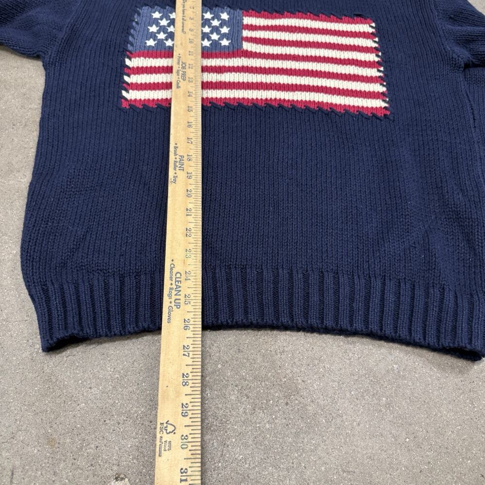 Vintage 90s American Flag Knit Cotton Raime Pullover Navy Sweater Womens Large - Picture 6 of 6